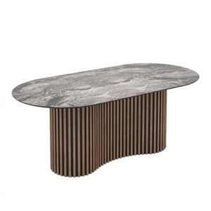 Ruokapöytä Oscar 200 / Cosmos High Gloss, Harmaa (marmorikuvio)