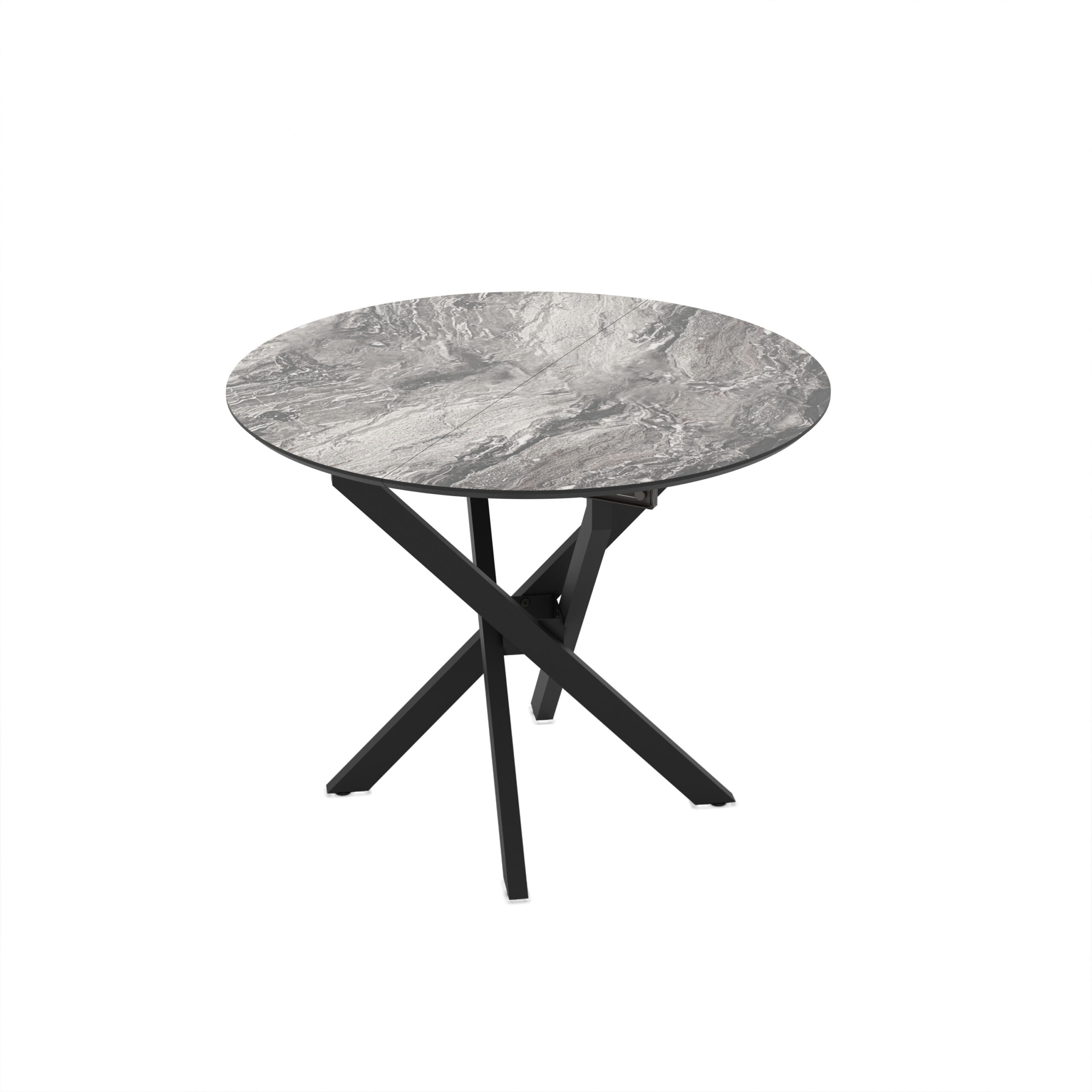 Jatkettava ruokapöytä Ruta 95 / Cosmos High Gloss, Harmaa (marmorikuvio)