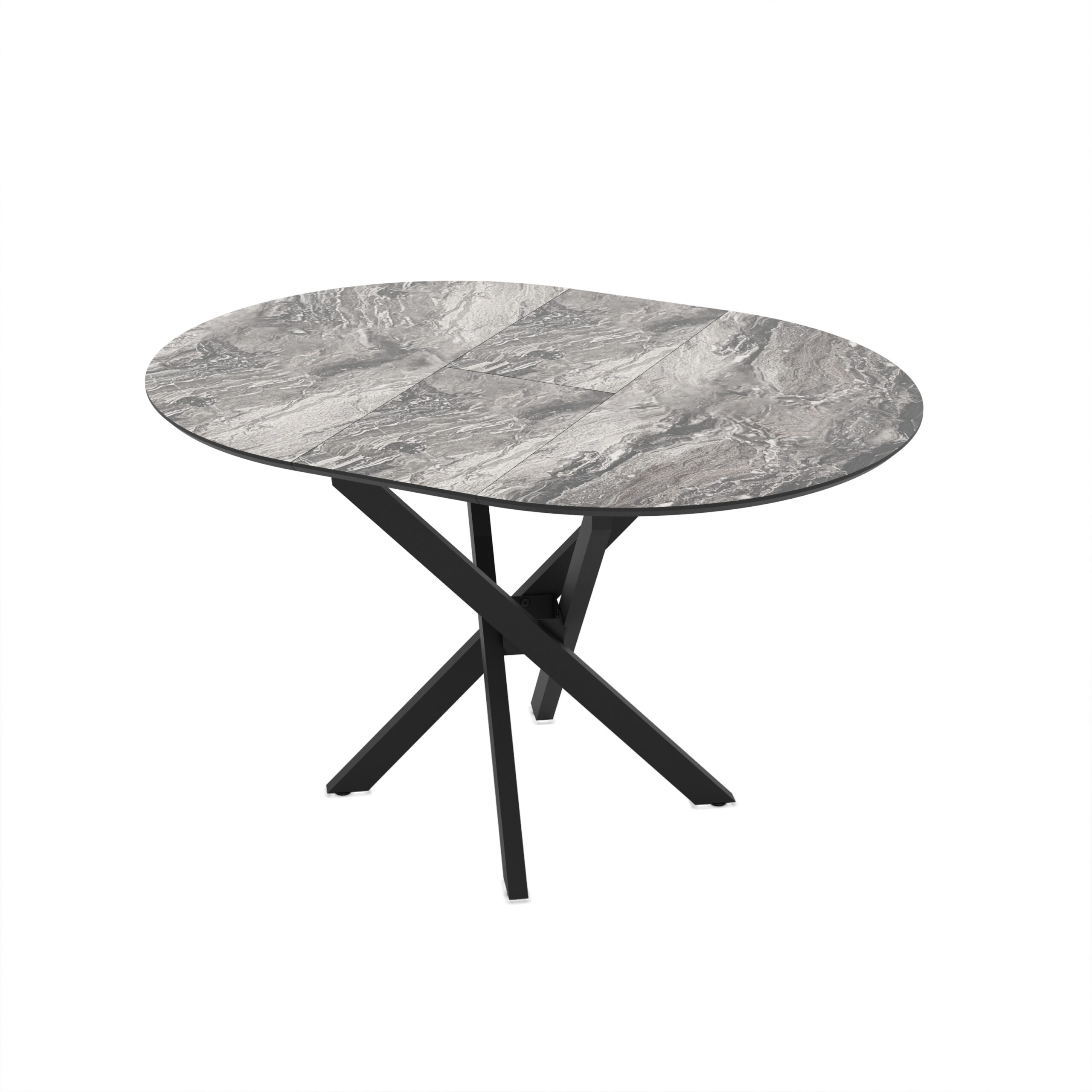 Jatkettava ruokapöytä Ruta 95 / Cosmos High Gloss, Harmaa (marmorikuvio) - Kuva 5
