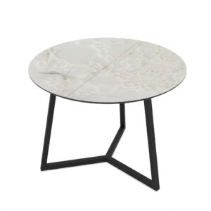 Sohvapöytä Klint 60 / Bianco High Gloss, Ruskeanharmaa (marmorikuvio)